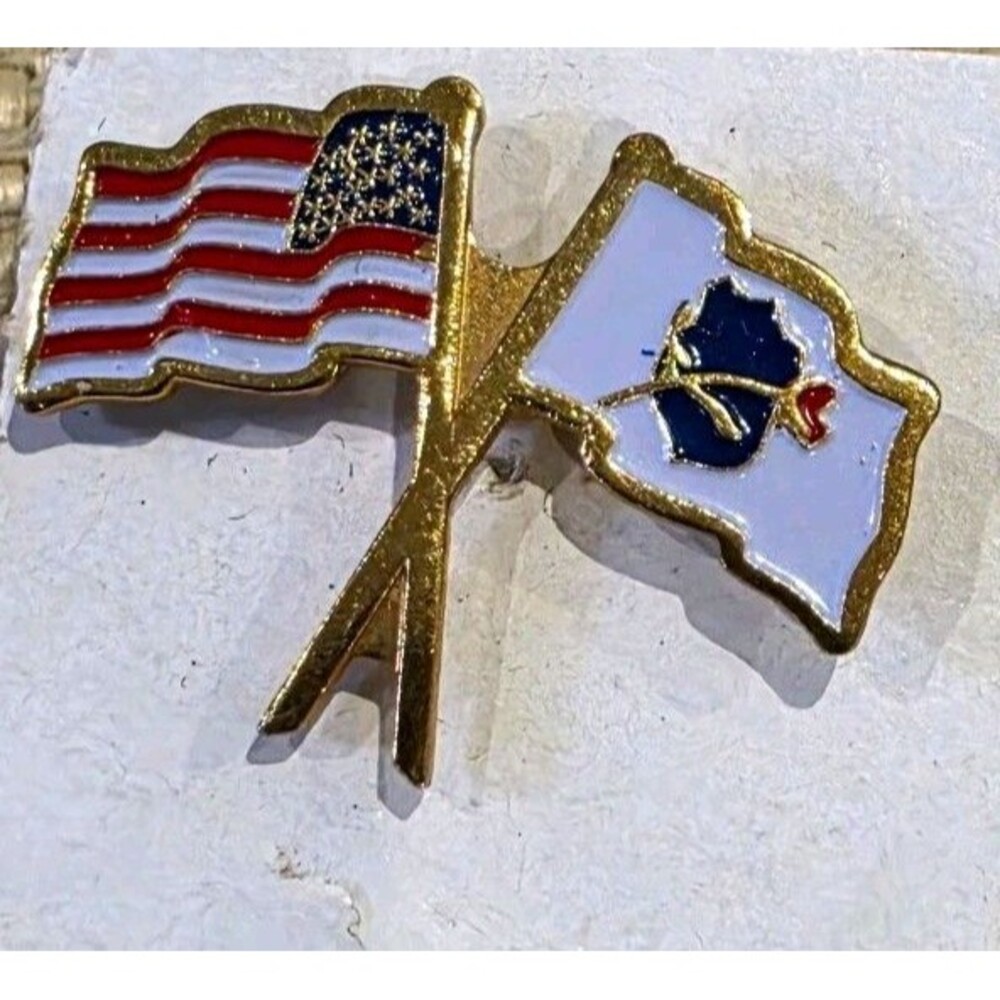 National Law Enforcement Memorial Crossed Flags Enamel Lapel Pin